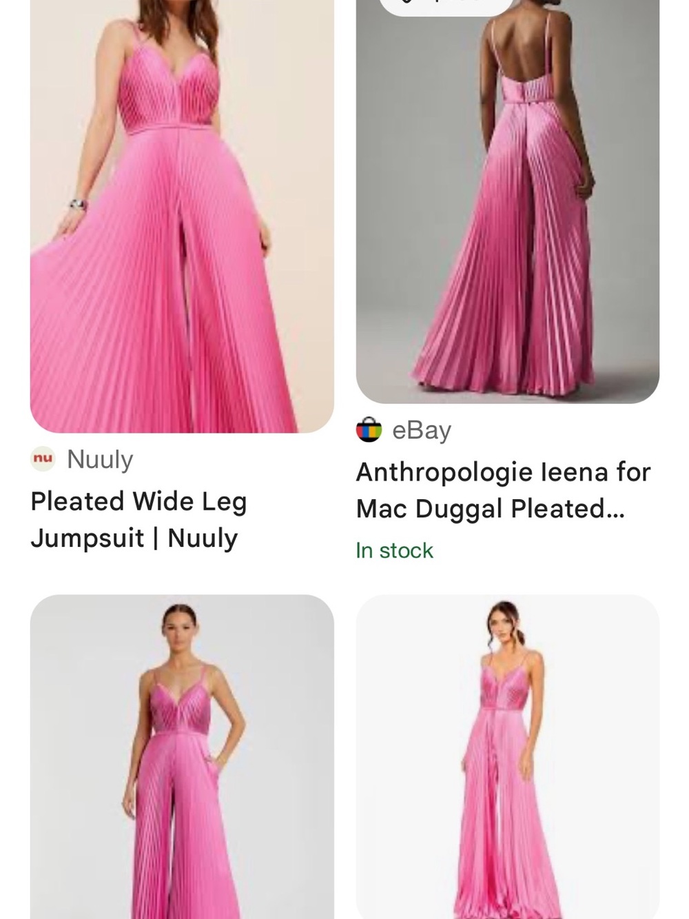 Anthropologie Hot Pink Pleated Wide-Leg Jumpsuit